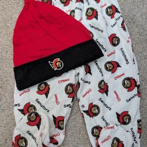 Ottawa Senators Red and Black Beanie with Pajama Pants